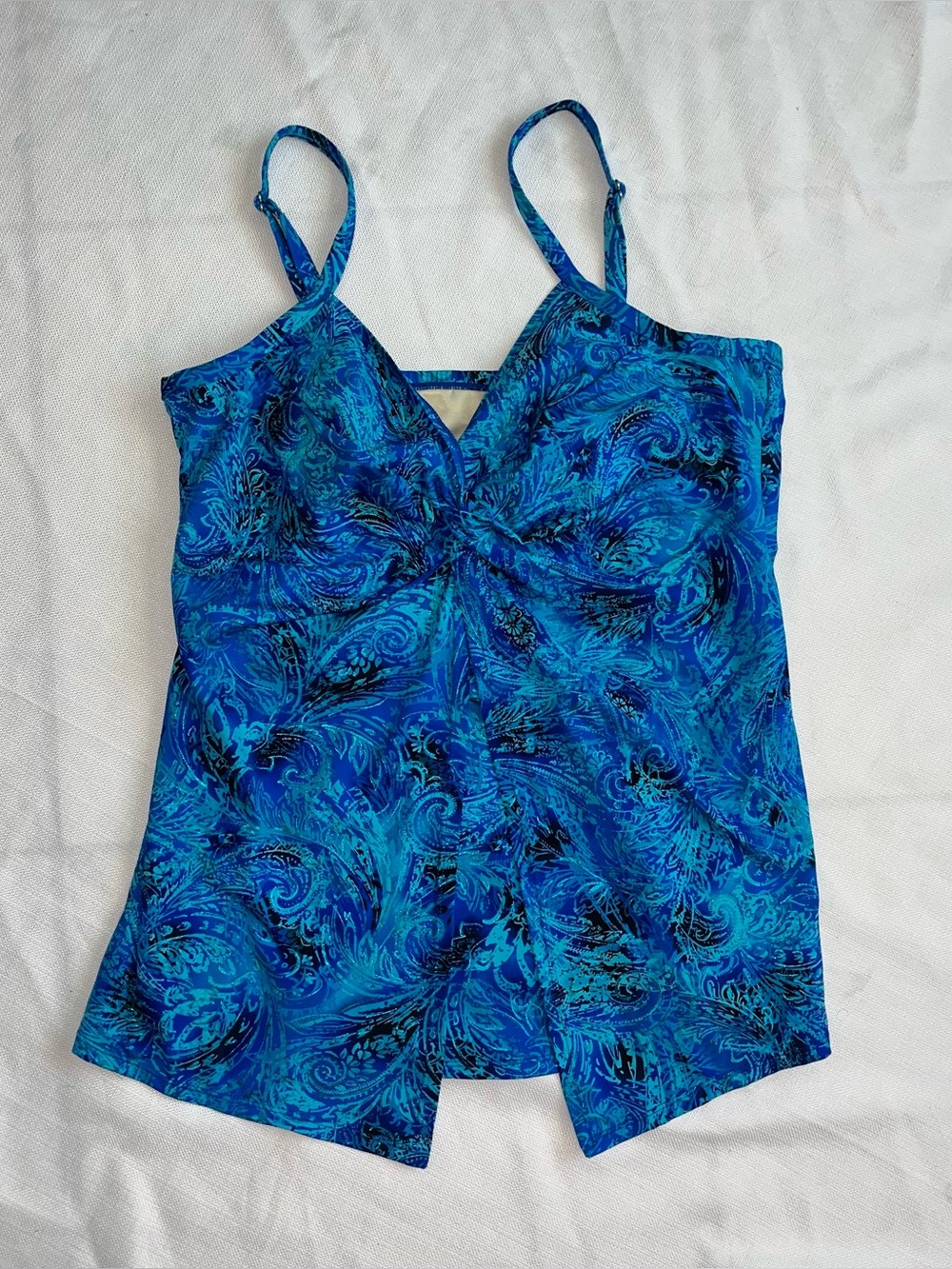 Miraclesuit Women's The Breakers Love Knot Underwire Tankini Swim Top US 14